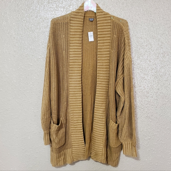 ●SOLD● NWT Women's Aerie Cozy Oversized Bonfire Open Cardigan Sweater - Yellow - Picture 3 of 7